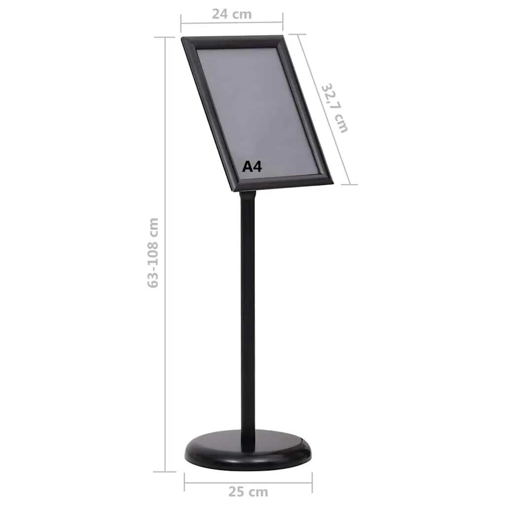 A4 Pedestal Poster Stand Adjustable Rotatable Black Aluminium Alloy