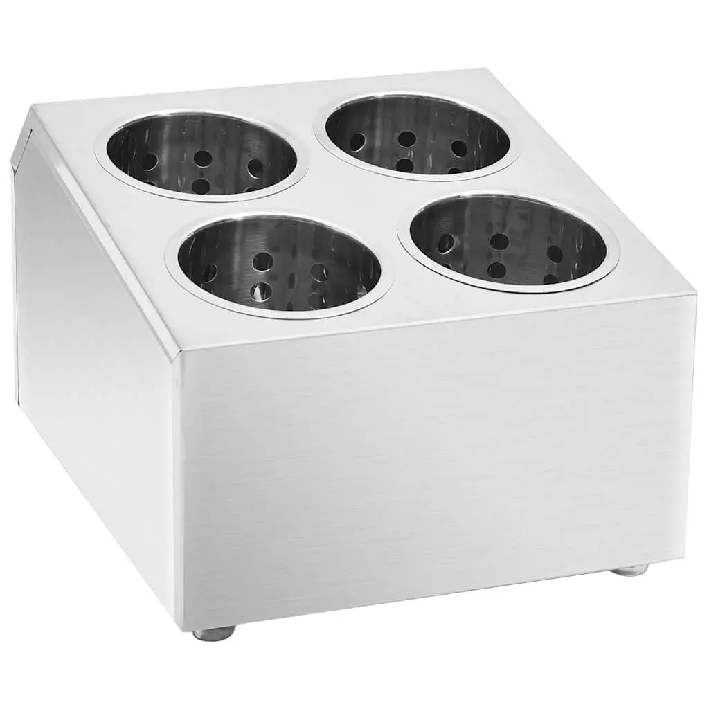Cutlery Holder Stainless Steel 4 Grids Square Kitchen Utensil Caddy Organiser