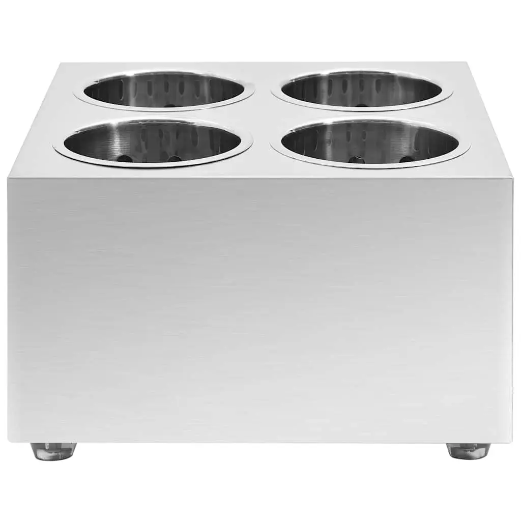 Cutlery Holder Stainless Steel 4 Grids Square Kitchen Utensil Caddy Organiser
