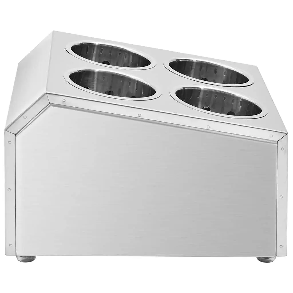Cutlery Holder Stainless Steel 4 Grids Square Kitchen Utensil Caddy Organiser