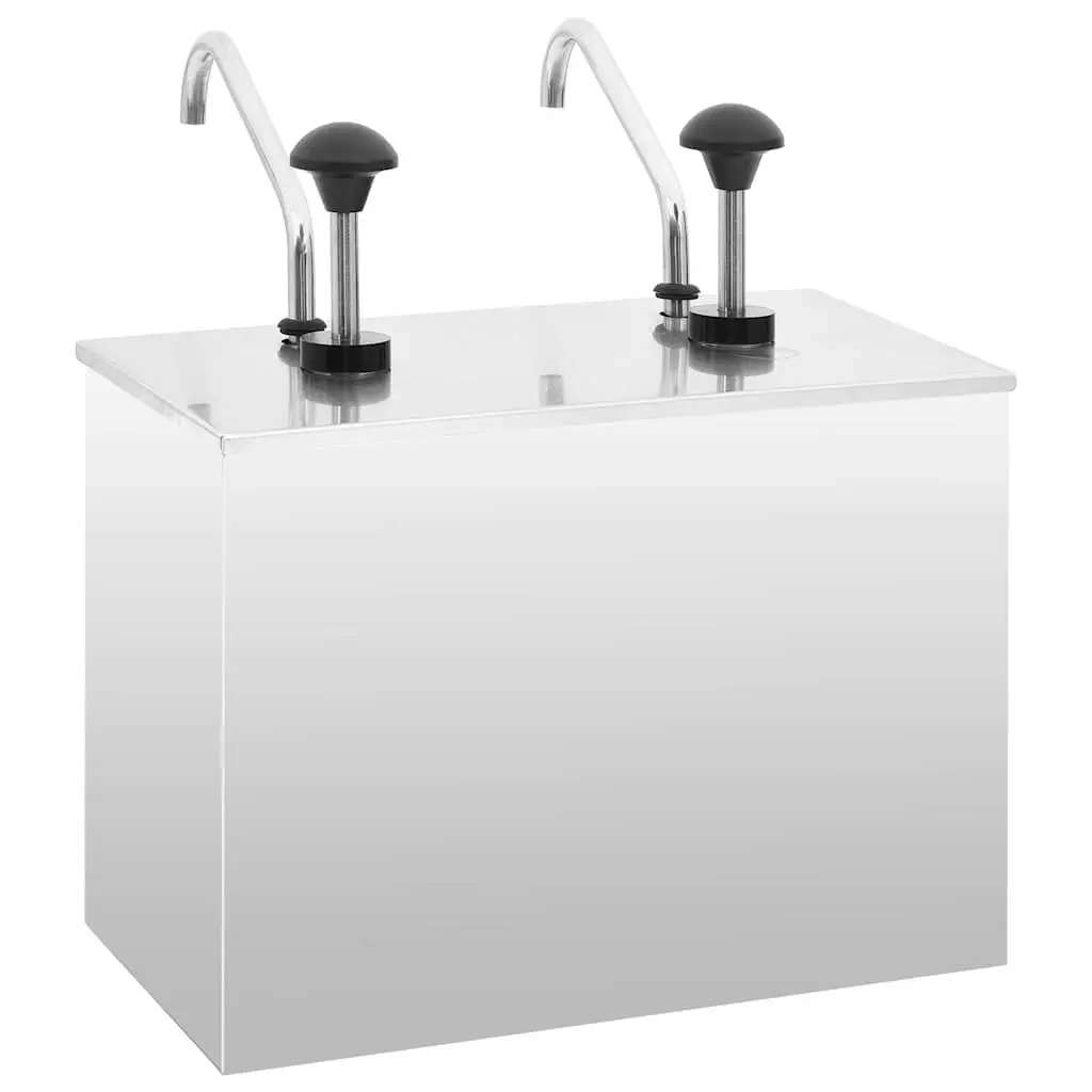 Sauce Dispenser Stainless Steel Pump Condiment Buffet Server 2 x 3.5L Kitchen
