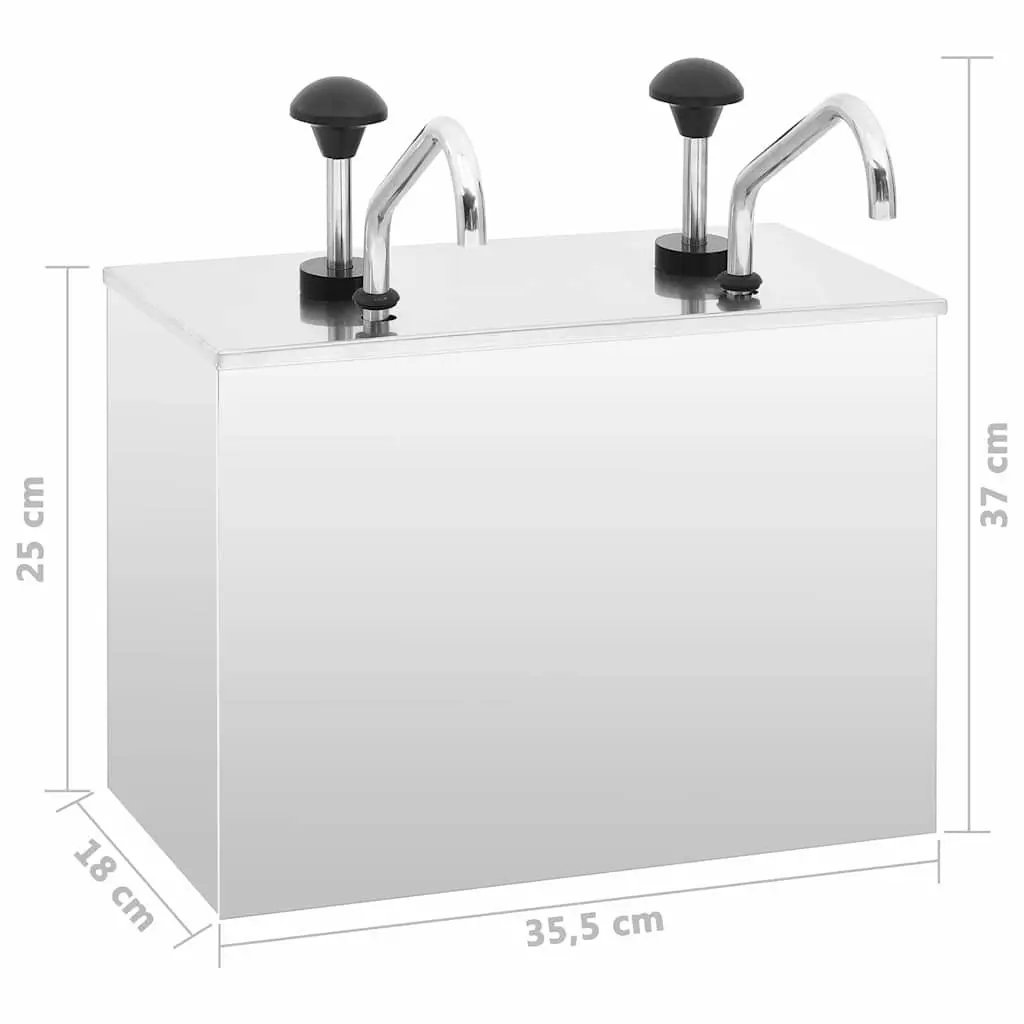 Sauce Dispenser Stainless Steel Pump Condiment Buffet Server 2 x 3.5L Kitchen