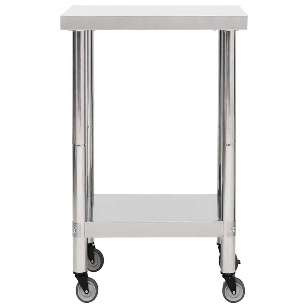 Commercial Kitchen Work Table with Wheels Food Prep Stainless Steel Worktable