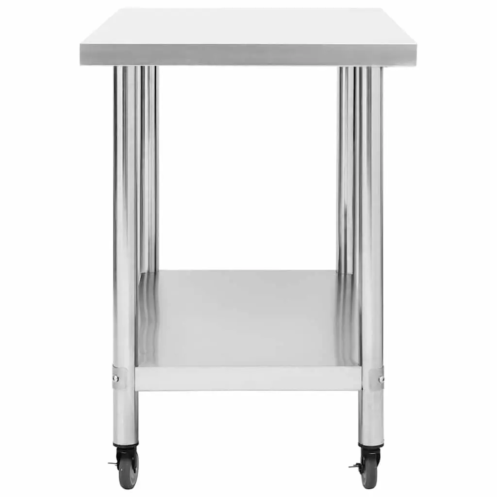 Commercial Work Table with Wheels Mobile Food Prep Station Kitchen Gastronomy