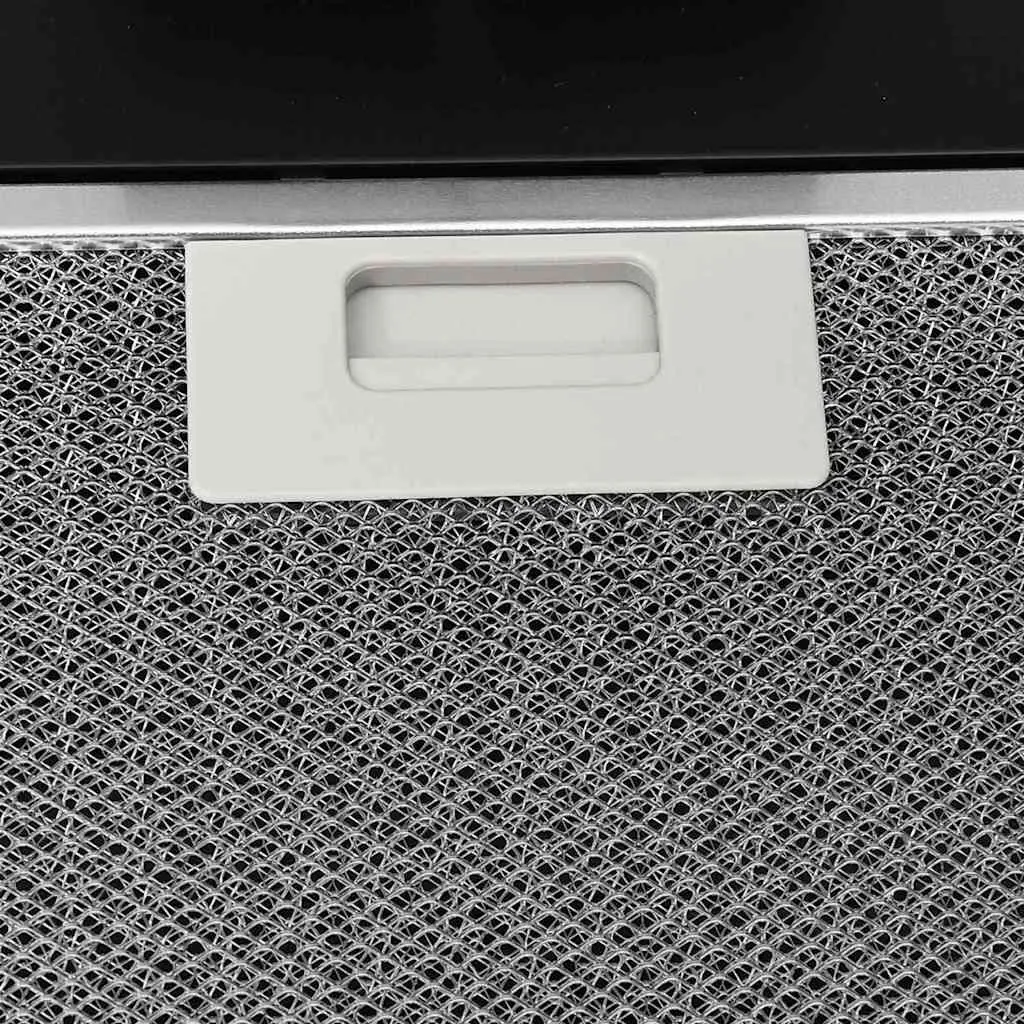 Wall Range Hood Black Tempered Glass 90cm 297m³/h Extraction Capacity