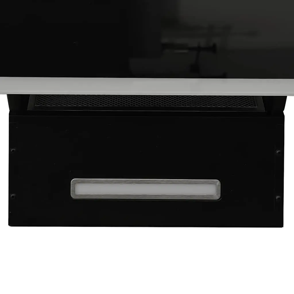 Wall Range Hood Black Tempered Glass 90cm 297m³/h Extraction Capacity