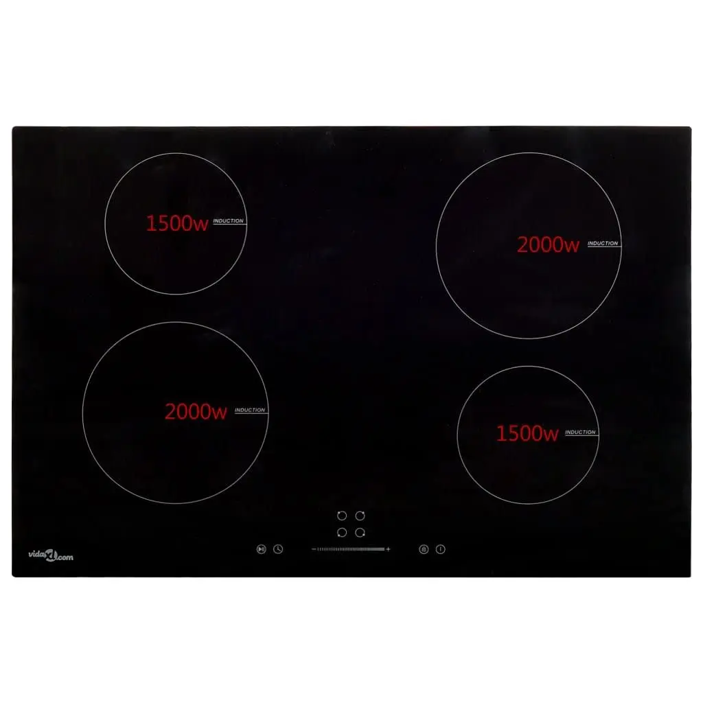 4 Burner Induction Hob Touch Control Heat Resistant Glass Cooktop 7000W Black