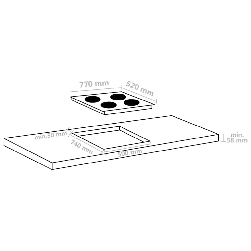 4 Burner Induction Hob Touch Control Heat Resistant Glass Cooktop 7000W Black