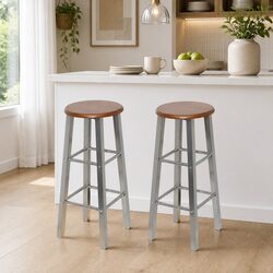 Bar Stools Set of 2 Modern Design Footrest Seating Kitchen Counter Height Chairs