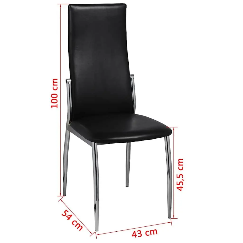 Dining Chairs Set 4 pcs Black Faux Leather Kitchen Room Seating Furniture