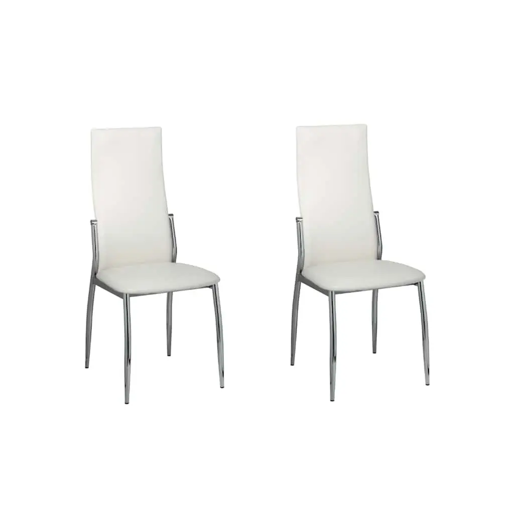 Dining Chairs 2 pcs White Synthetic Leather Kitchen Modern Ergonomic Seating
