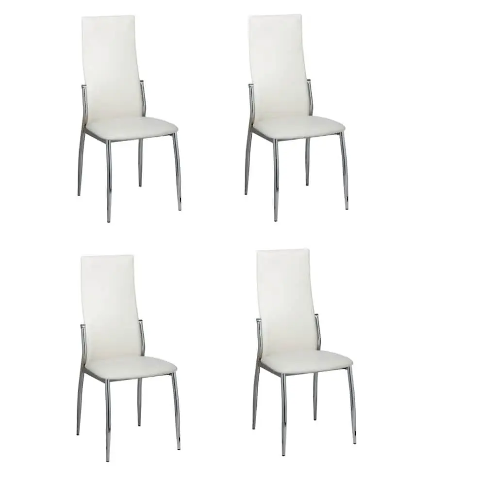 Dining Chairs 4 pcs White Faux Leather Kitchen Room Seating Ergonomic Design
