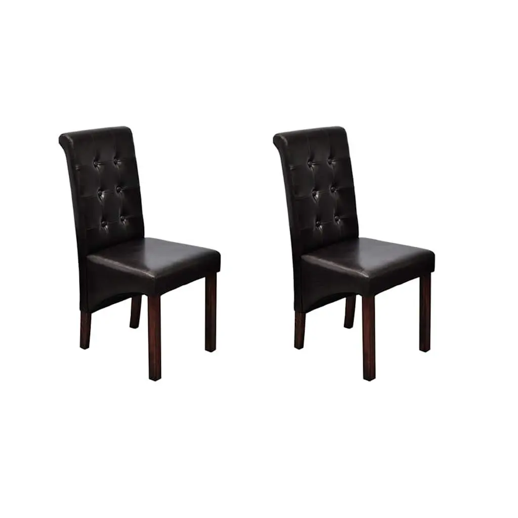 Brown Faux Leather Dining Chairs Set