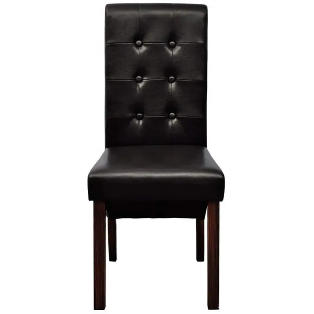 Brown Faux Leather Dining Chairs Set