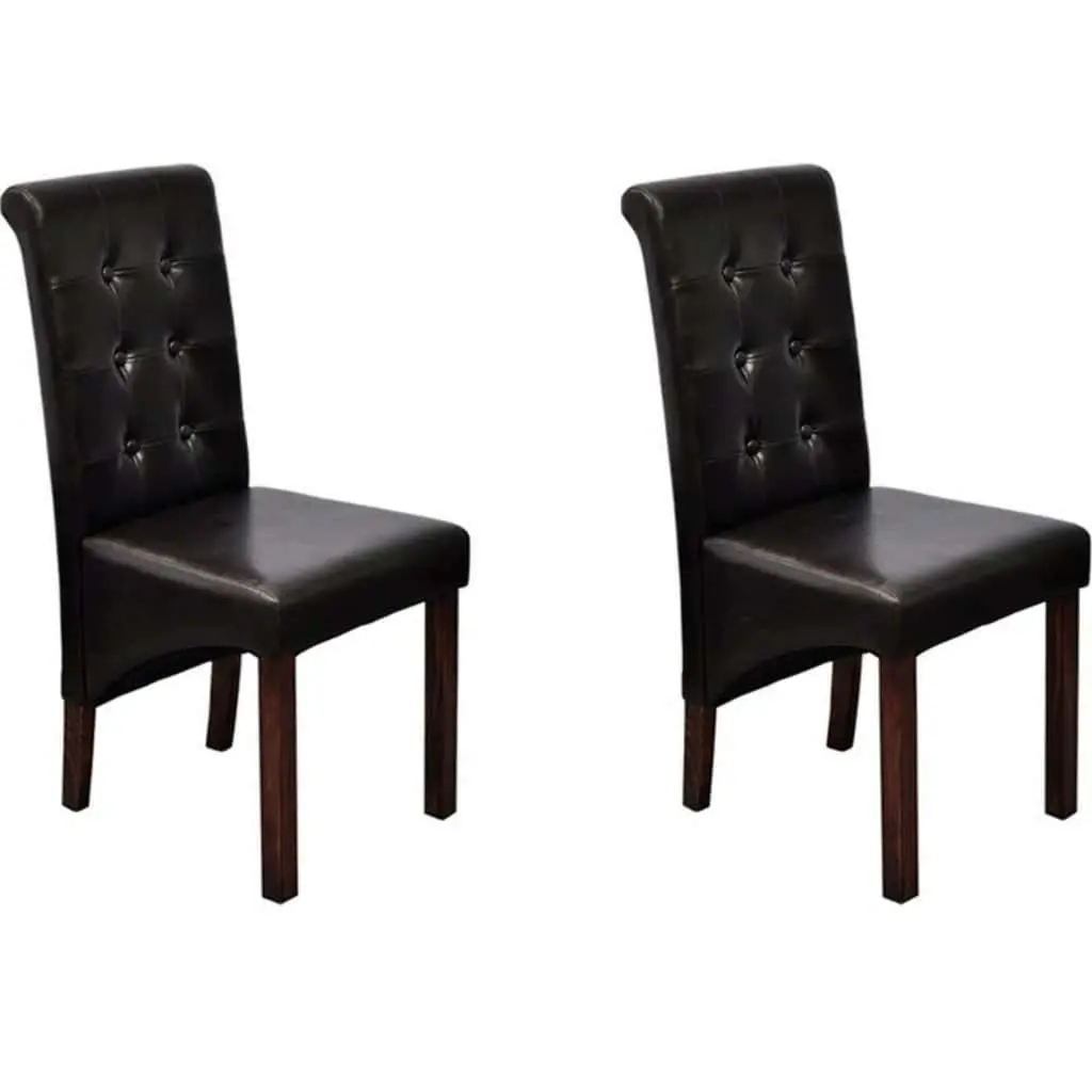 Brown Faux Leather Dining Chairs Set