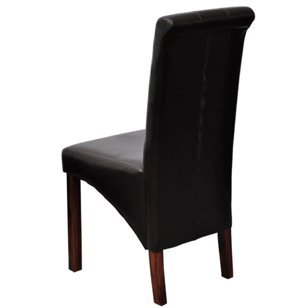 Brown Faux Leather Dining Chairs Set