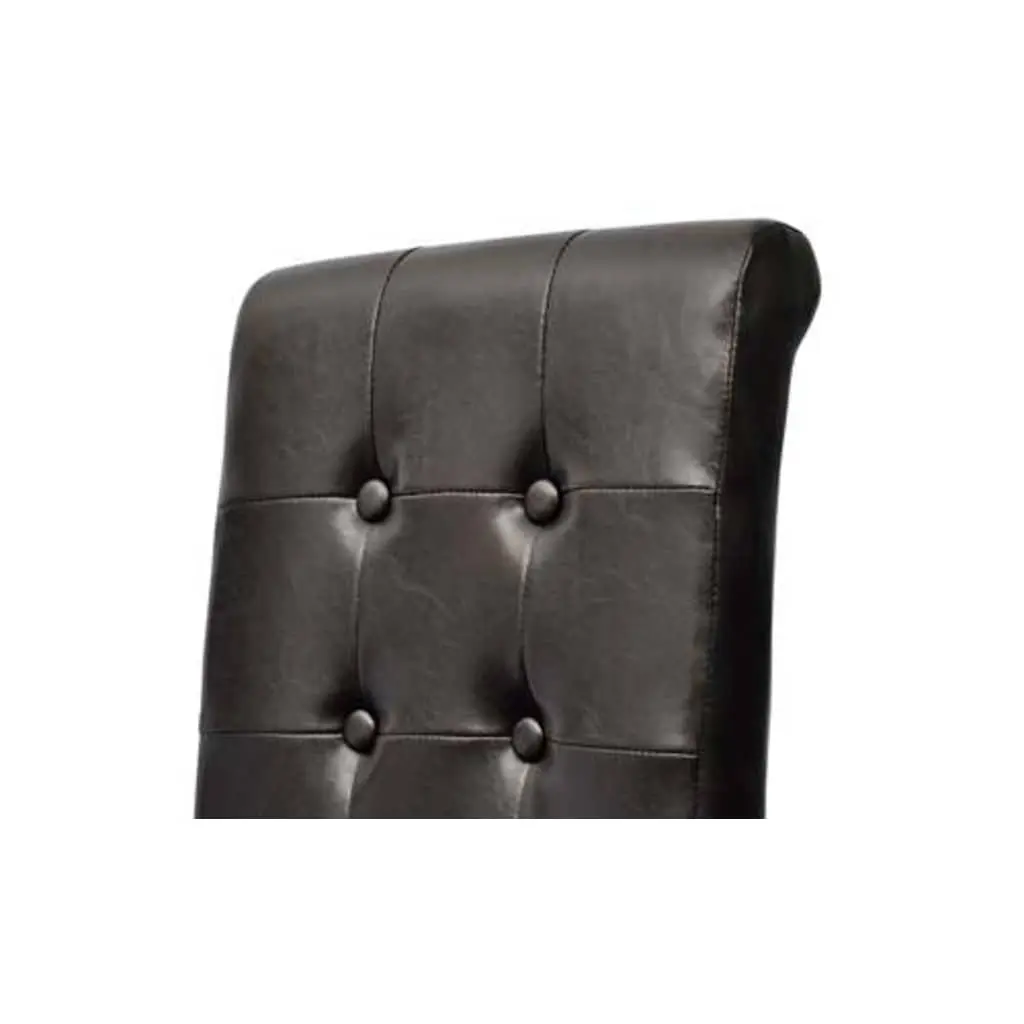Brown Faux Leather Dining Chairs Set