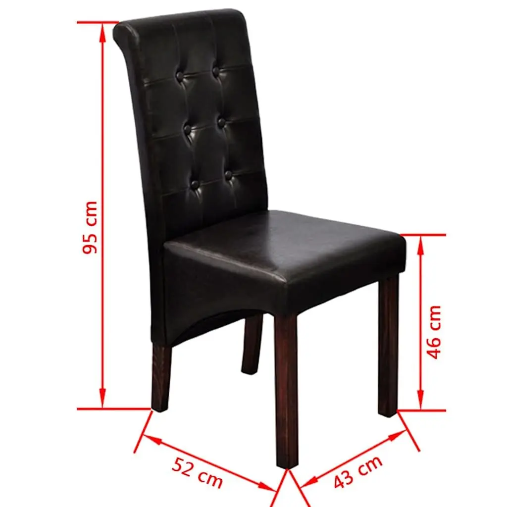 Brown Faux Leather Dining Chairs Set