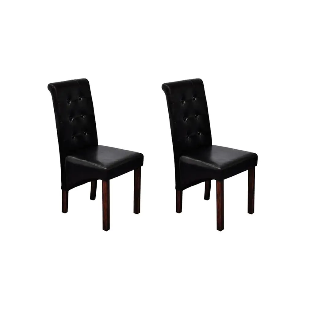 Dining Chairs Ergonomic Padded Seats Black 2 Piece Set