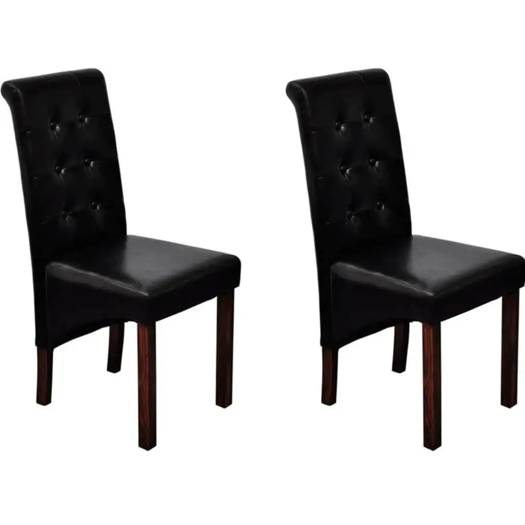 Dining Chairs Ergonomic Padded Seats Black 2 Piece Set