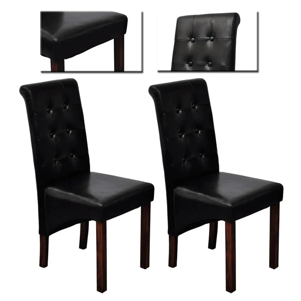 Dining Chairs Ergonomic Padded Seats Black 2 Piece Set
