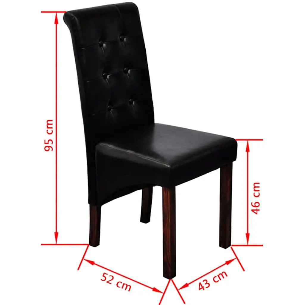 Dining Chairs Ergonomic Padded Seats Black 2 Piece Set