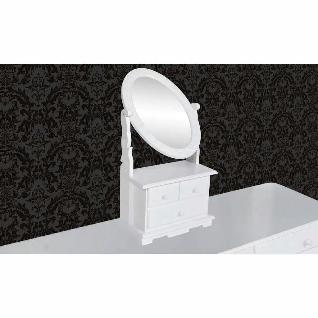 Dressing Table White Vanity Makeup Table with Oval Mirror and Drawers