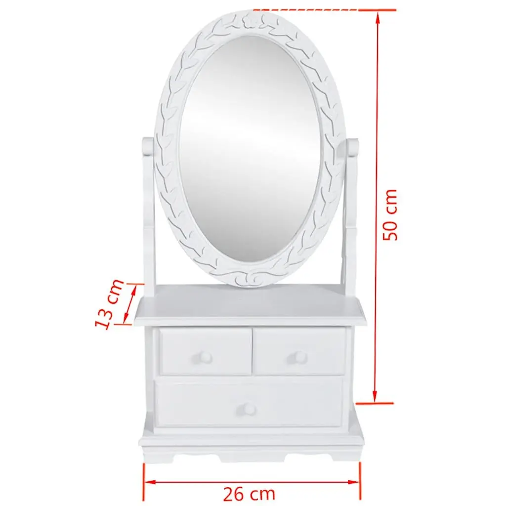 Dressing Table White Vanity Makeup Table with Oval Mirror and Drawers