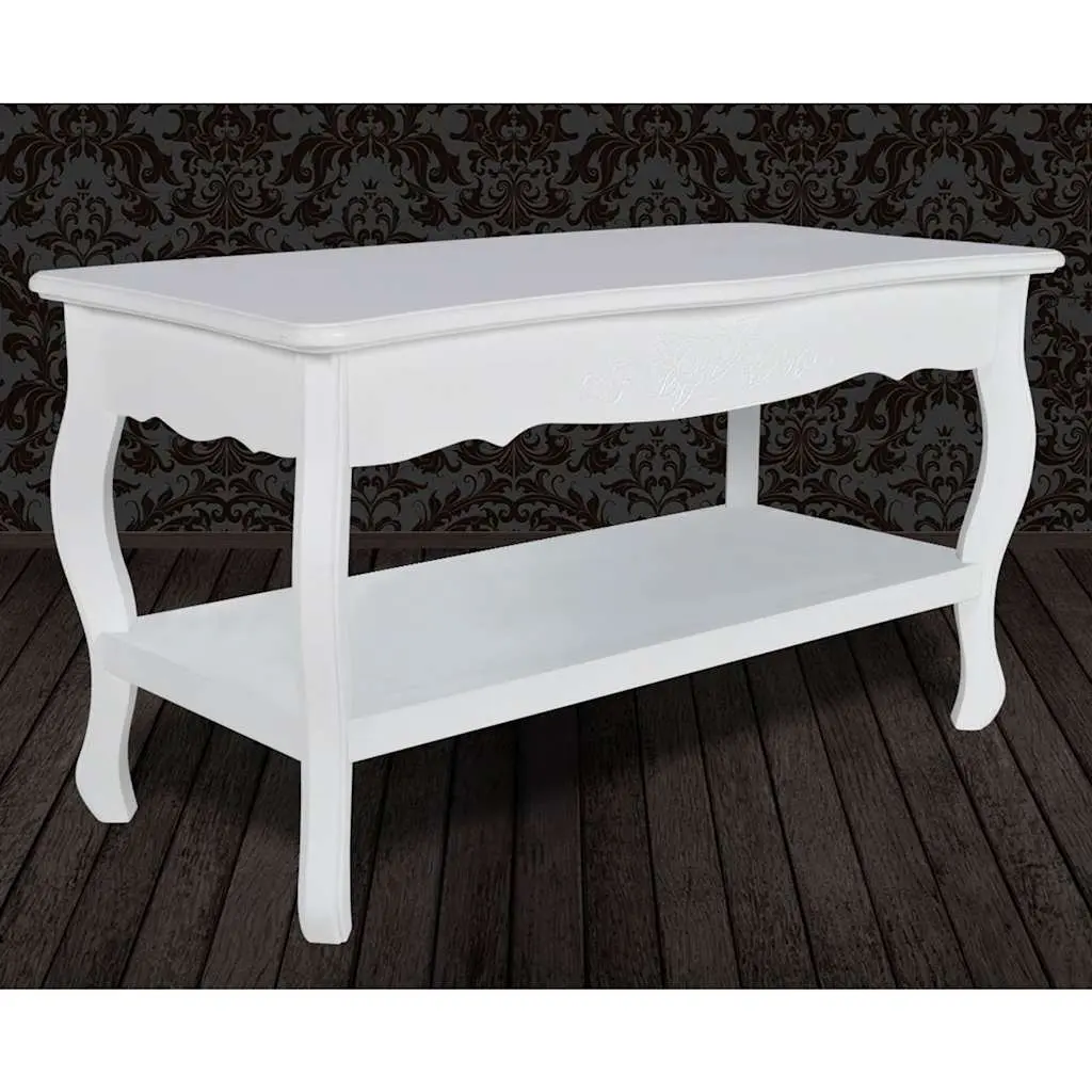 White Coffee Table with Open Shelves