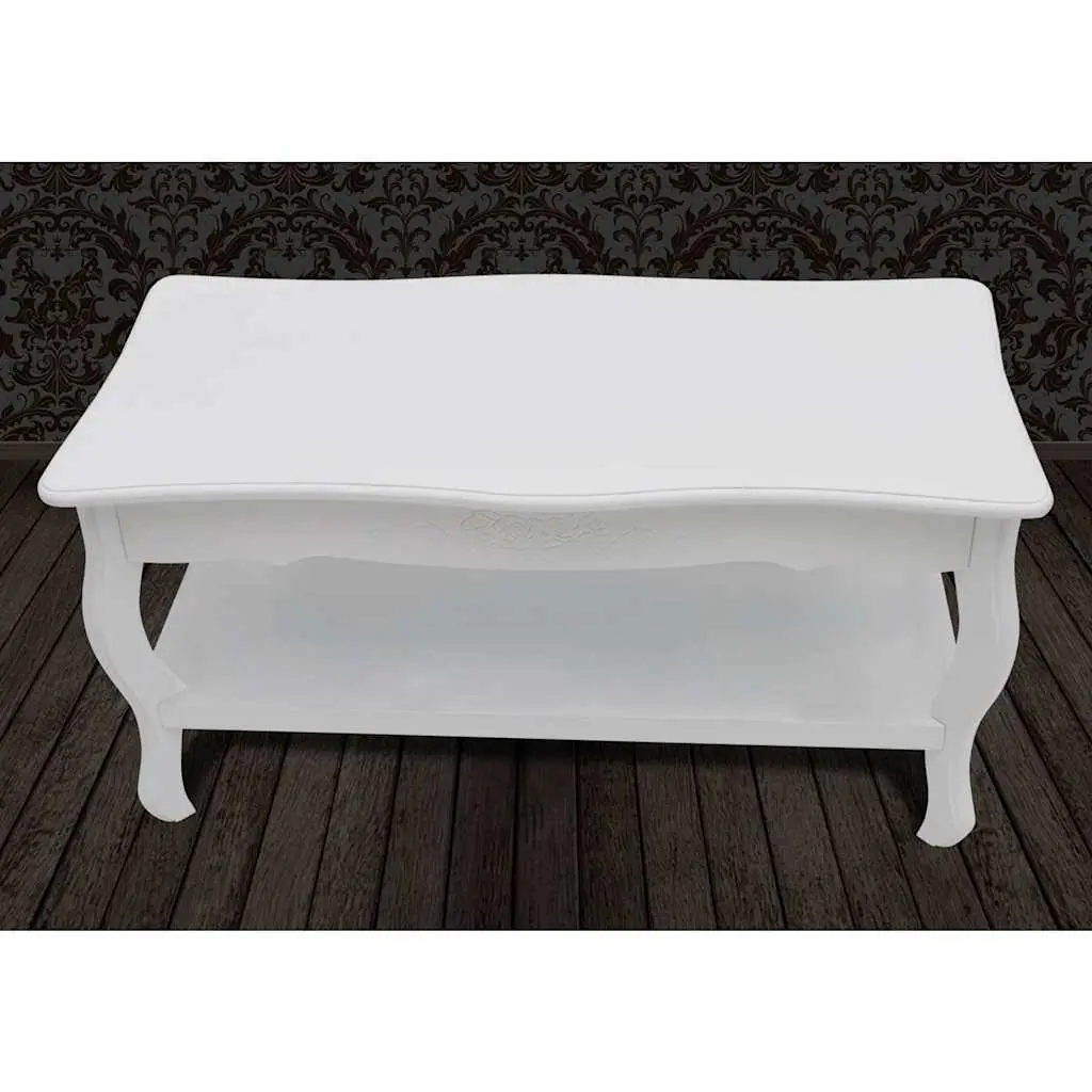 White Coffee Table with Open Shelves