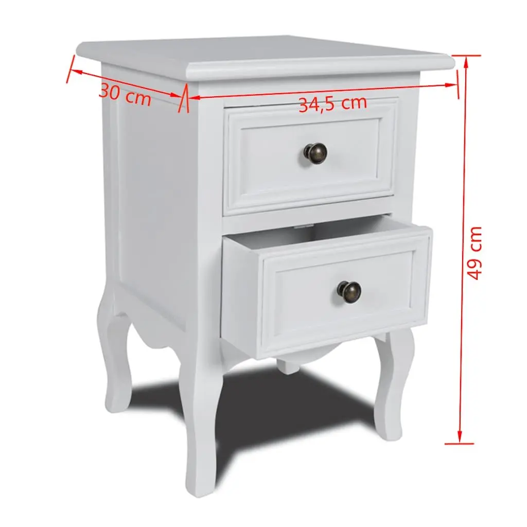 Bedside Tables Set of 2 White Nightstands with Drawers