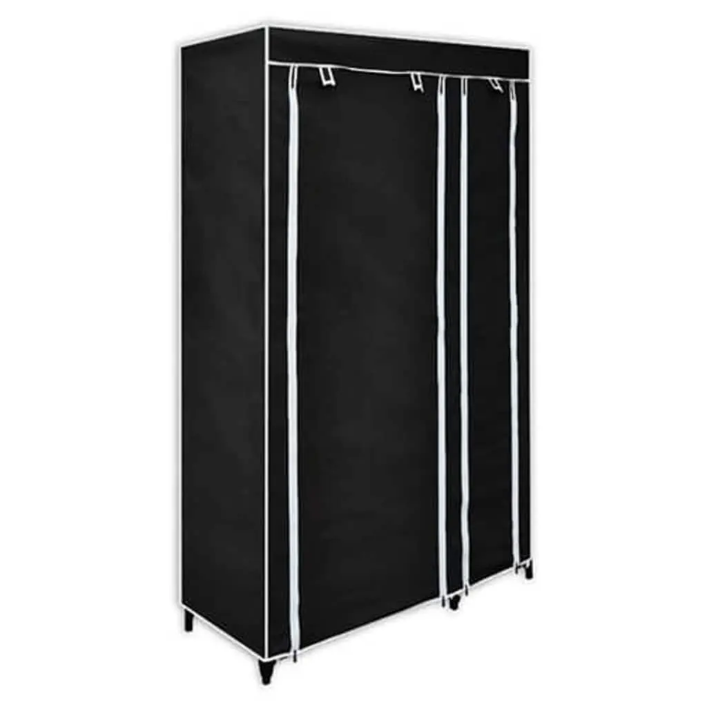 Folding Wardrobe Portable Storage Black Fabric 2 Piece