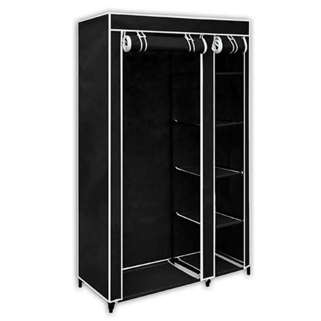 Folding Wardrobe Portable Storage Black Fabric 2 Piece