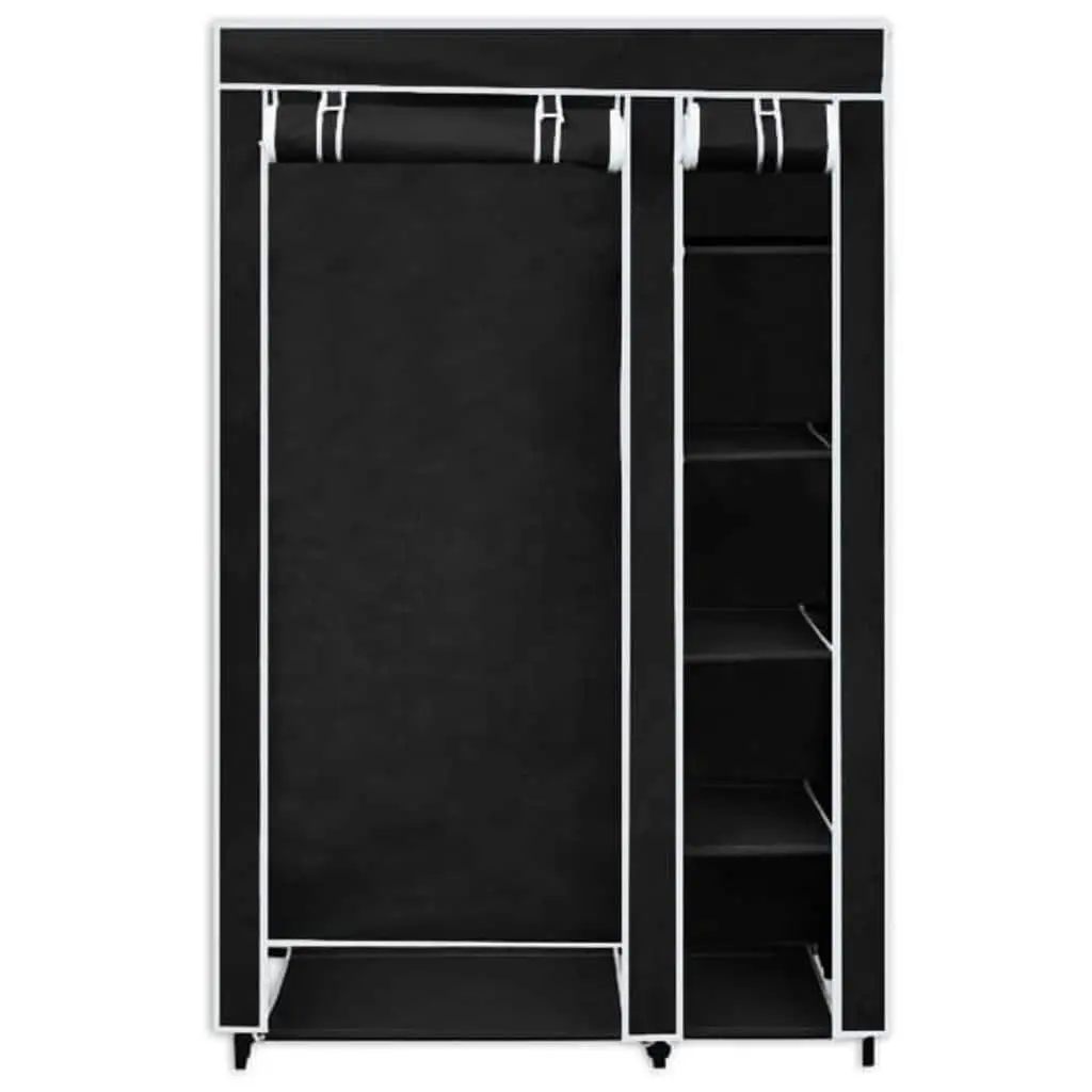 Folding Wardrobe Portable Storage Black Fabric 2 Piece