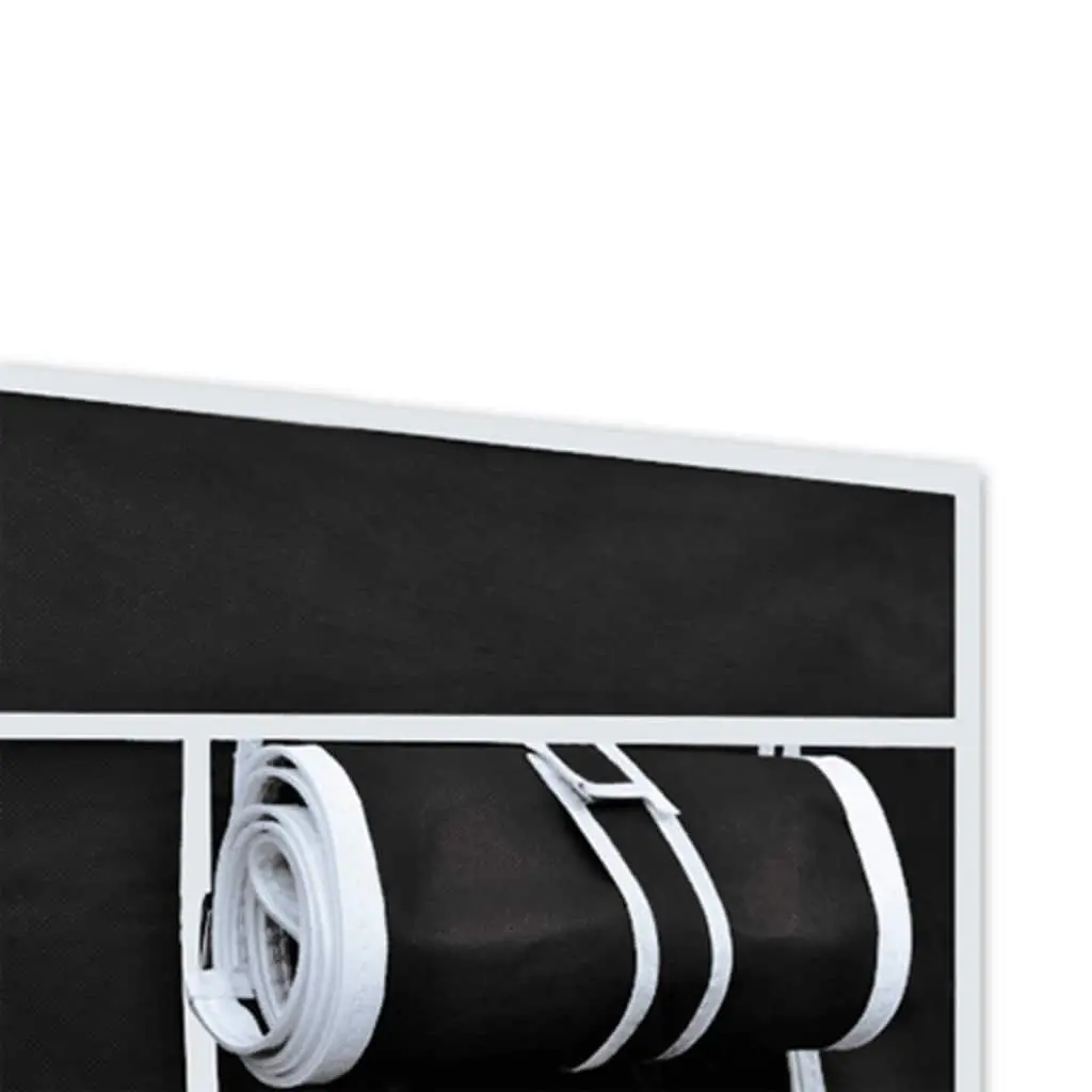 Folding Wardrobe Portable Storage Black Fabric 2 Piece