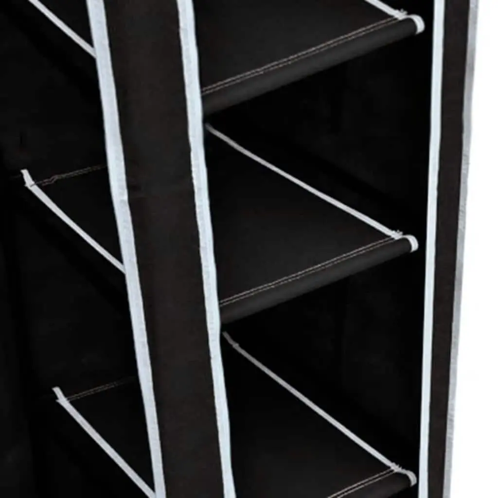 Folding Wardrobe Portable Storage Black Fabric 2 Piece