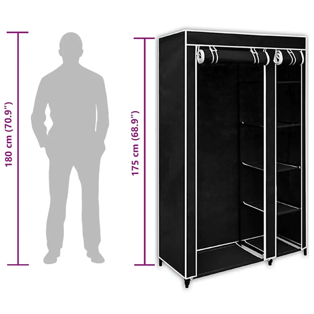 Folding Wardrobe Portable Storage Black Fabric 2 Piece