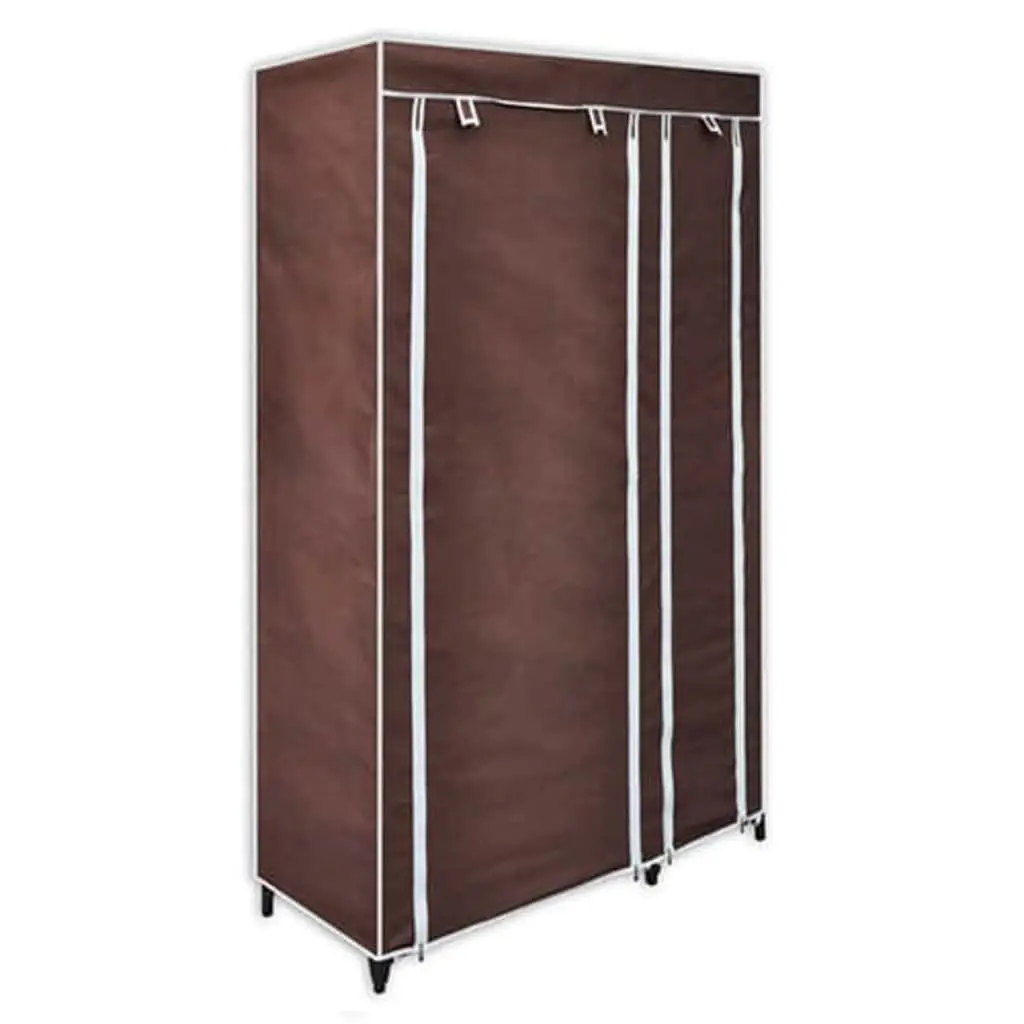 Folding Fabric Wardrobes Portable Storage Closet Brown 2 Piece