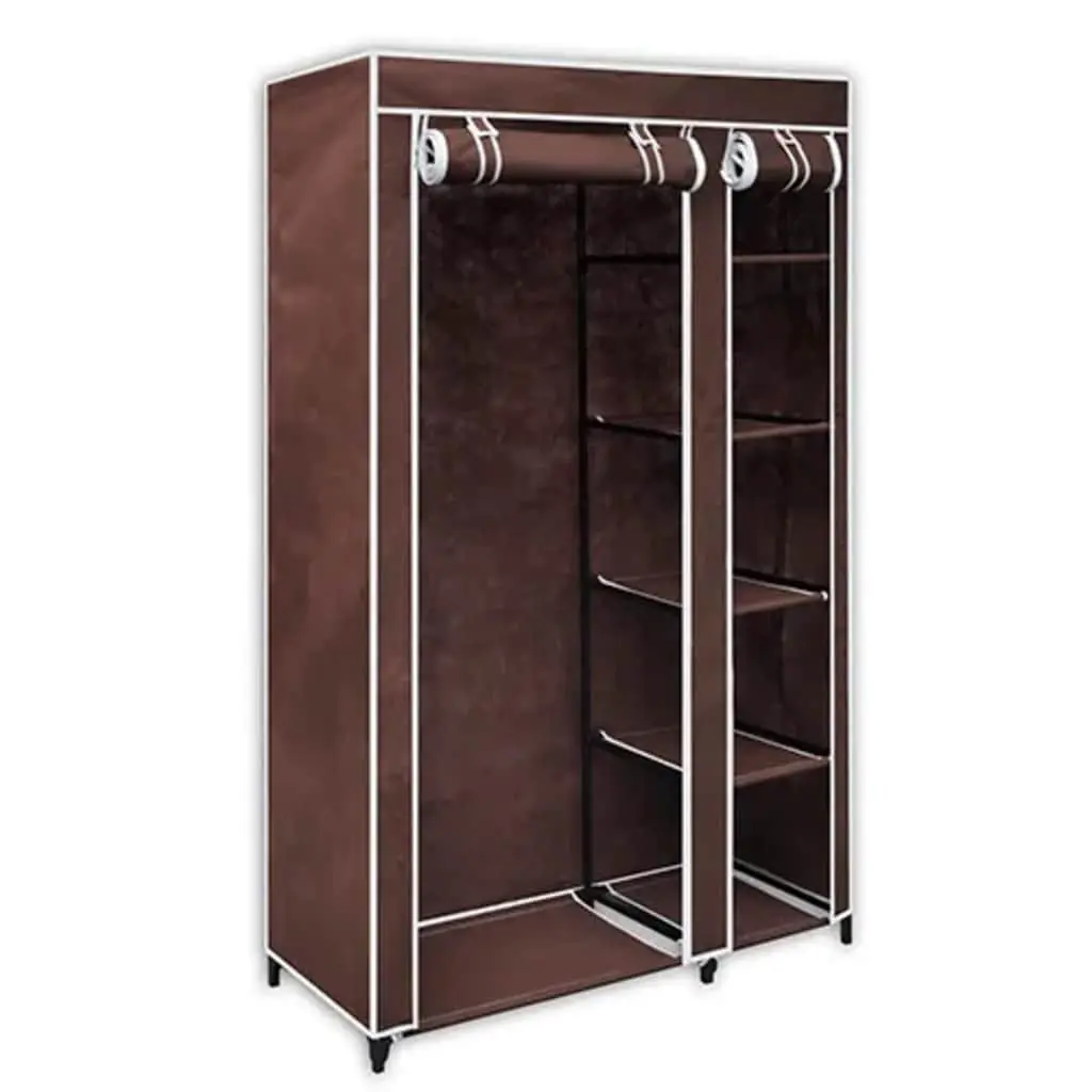 Folding Fabric Wardrobes Portable Storage Closet Brown 2 Piece