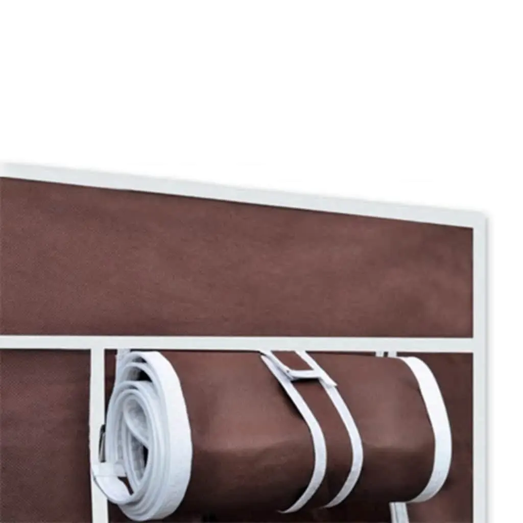 Folding Fabric Wardrobes Portable Storage Closet Brown 2 Piece