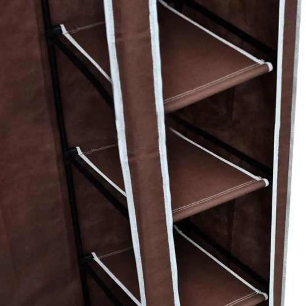 Folding Fabric Wardrobes Portable Storage Closet Brown 2 Piece