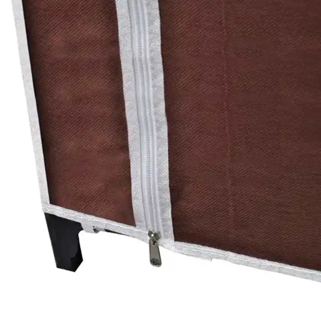 Folding Fabric Wardrobes Portable Storage Closet Brown 2 Piece