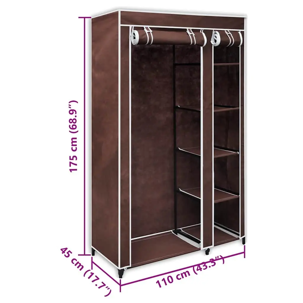 Folding Fabric Wardrobes Portable Storage Closet Brown 2 Piece