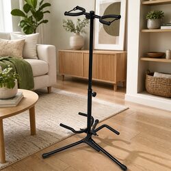 Adjustable Double Guitar Stand Foldable Heavy Duty Portable Two Guitar Holder