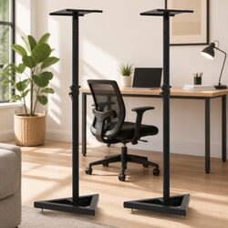 Speaker Stands Studio Monitor 2pcs Black Steel Adjustable Height Triangular Base