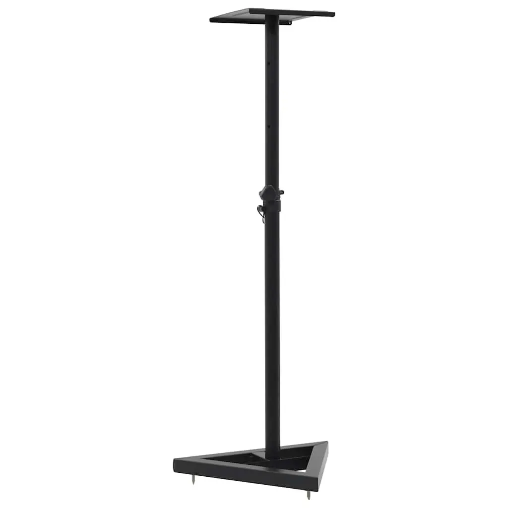Speaker Stands Studio Monitor Adjustable Height Black Steel Triangular Base 2pcs