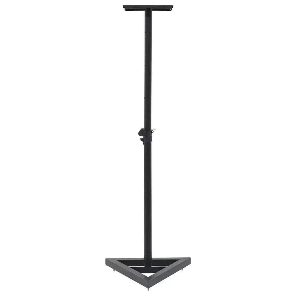 Speaker Stands Studio Monitor Adjustable Height Black Steel Triangular Base 2pcs