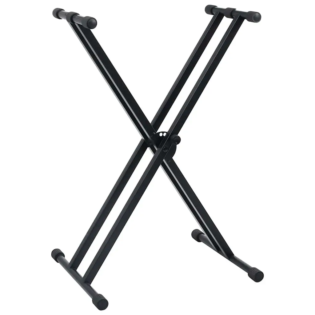 Adjustable Keyboard Stand and Stool Set Foldable Height Adjustable Steel Frame Black