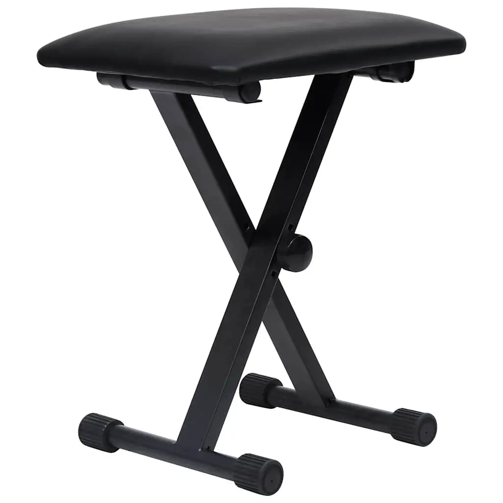 Adjustable Keyboard Stand and Stool Set Foldable Height Adjustable Steel Frame Black