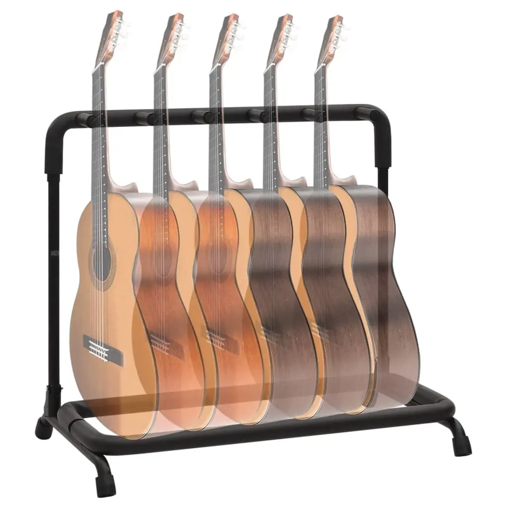 Folding Steel Frame Guitar Stand 5 Section Portable Organizer Black
